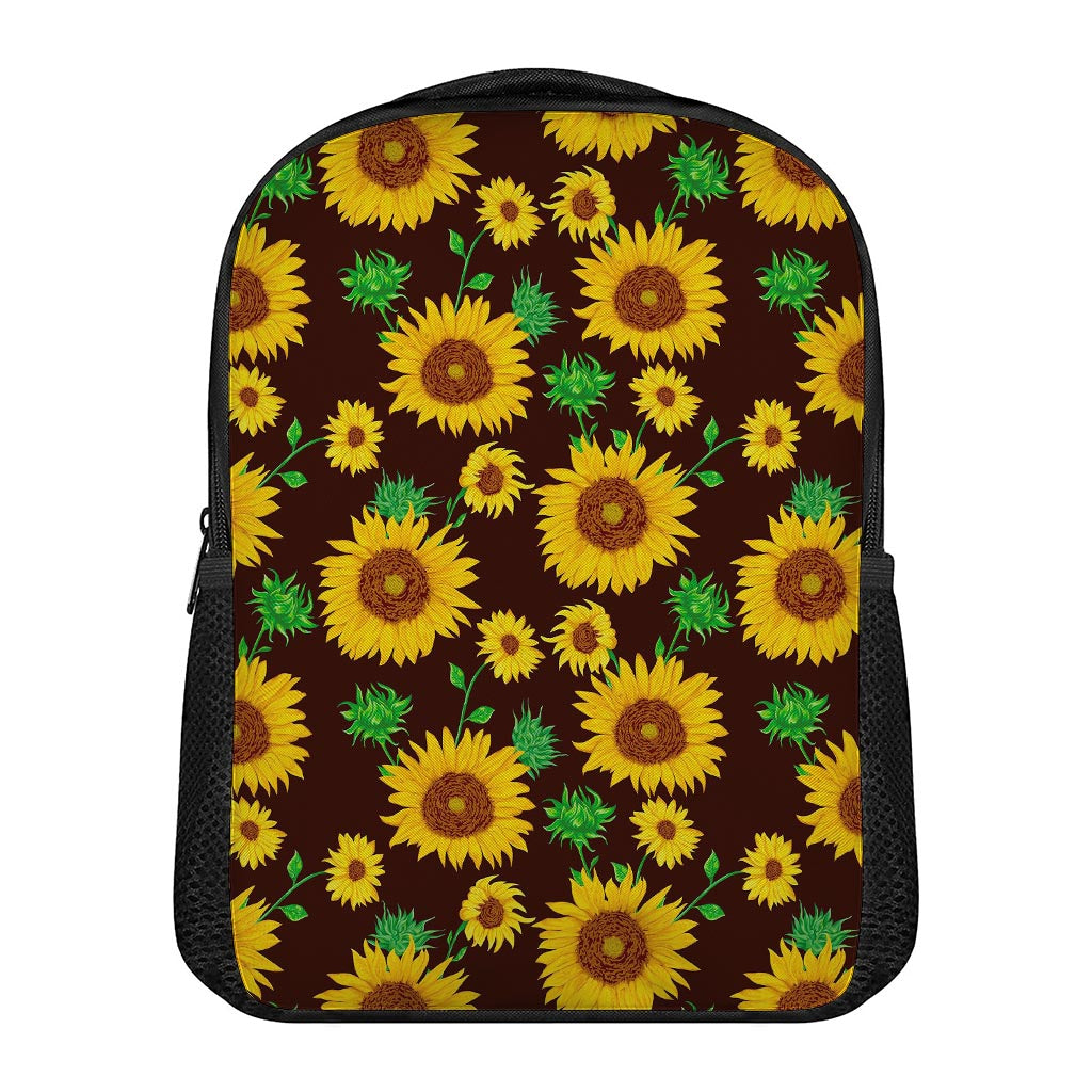 Brown Sunflower Pattern Print Casual Backpack
