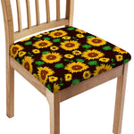 Brown Sunflower Pattern Print Chair Cushion Cover