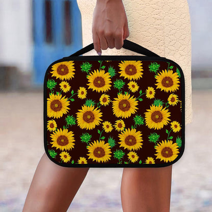 Brown Sunflower Pattern Print Classic Bible Case