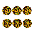 Brown Sunflower Pattern Print Coaster Set
