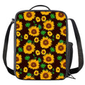 Brown Sunflower Pattern Print Crossbody Lunch Bag