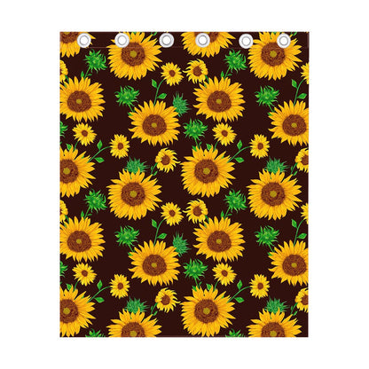 Brown Sunflower Pattern Print Curtain