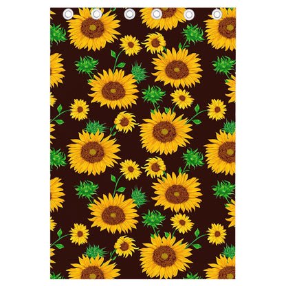Brown Sunflower Pattern Print Curtain