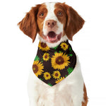 Brown Sunflower Pattern Print Dog Bandana
