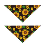 Brown Sunflower Pattern Print Dog Bandana
