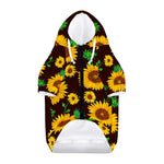 Brown Sunflower Pattern Print Dog Zip Up Hoodie