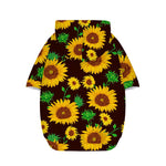 Brown Sunflower Pattern Print Dog Zip Up Hoodie