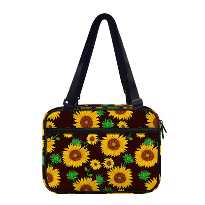 Brown Sunflower Pattern Print Double Strap Bible Bag