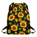 Brown Sunflower Pattern Print Drawstring Backpack