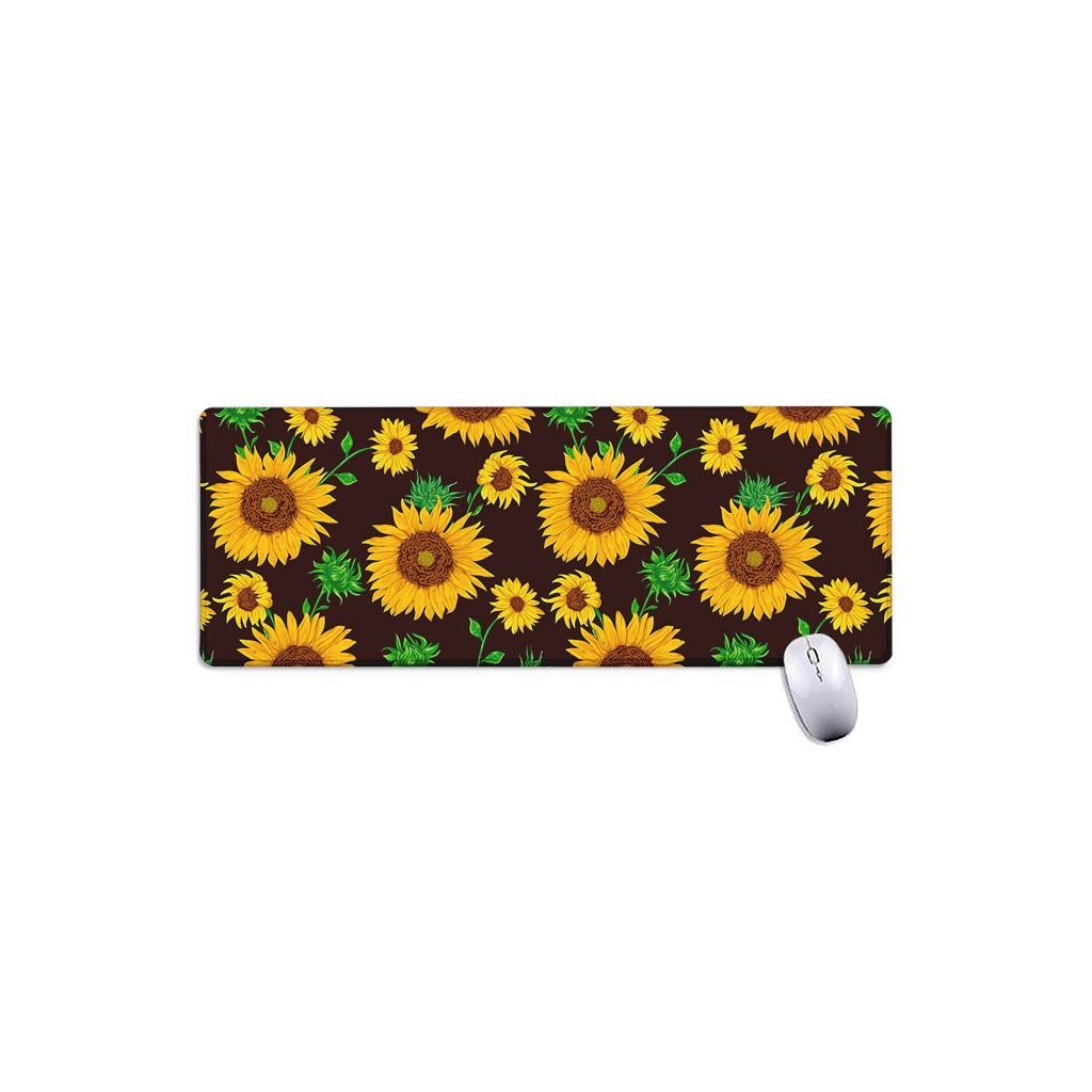 Brown Sunflower Pattern Print Extended Mouse Pad