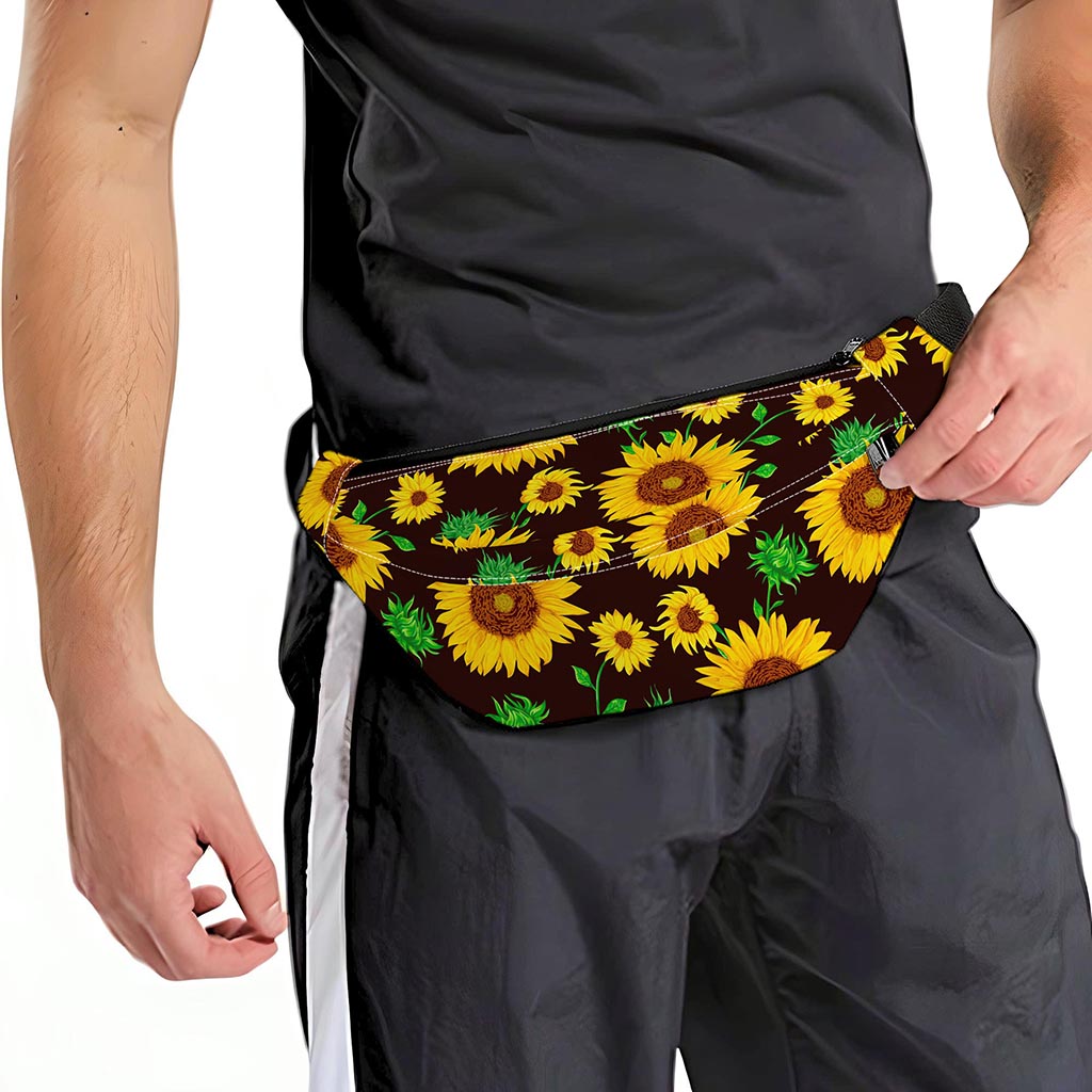 Brown Sunflower Pattern Print Fanny Pack