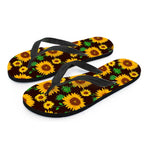 Brown Sunflower Pattern Print Flip Flops