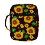 Brown Sunflower Pattern Print Front Pocket Bible Bag