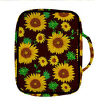 Brown Sunflower Pattern Print Front Pocket Bible Bag