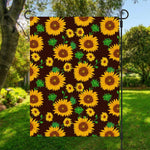 Brown Sunflower Pattern Print Garden Flag