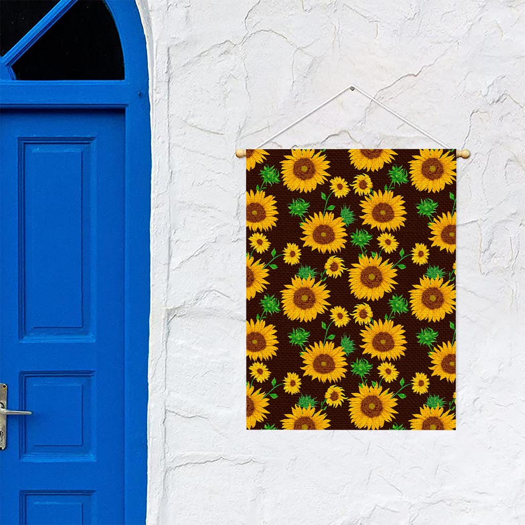 Brown Sunflower Pattern Print Garden Flag
