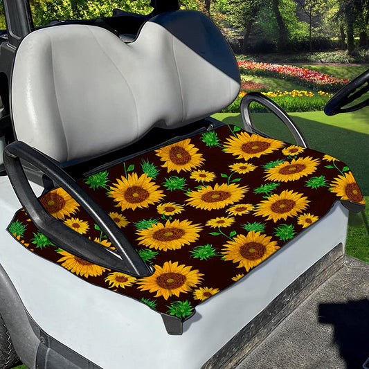 Brown Sunflower Pattern Print Golf Cart Seat Cover