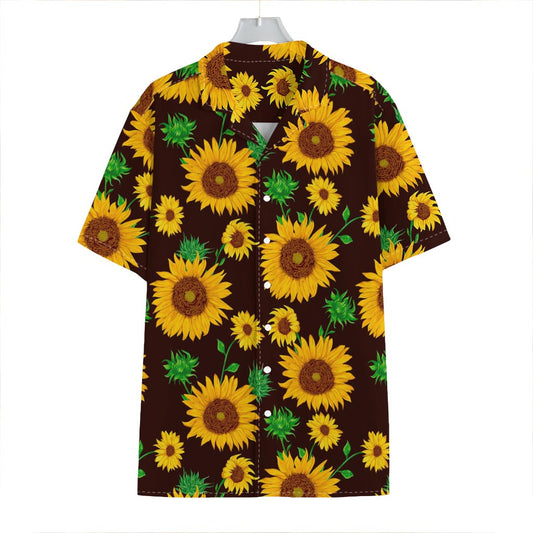 Brown Sunflower Pattern Print Hawaiian Shirt
