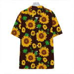Brown Sunflower Pattern Print Hawaiian Shirt