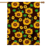 Brown Sunflower Pattern Print House Flag