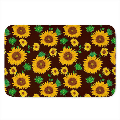 Brown Sunflower Pattern Print Indoor Door Mat