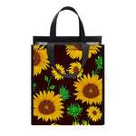Brown Sunflower Pattern Print Insulated Lunch Tote