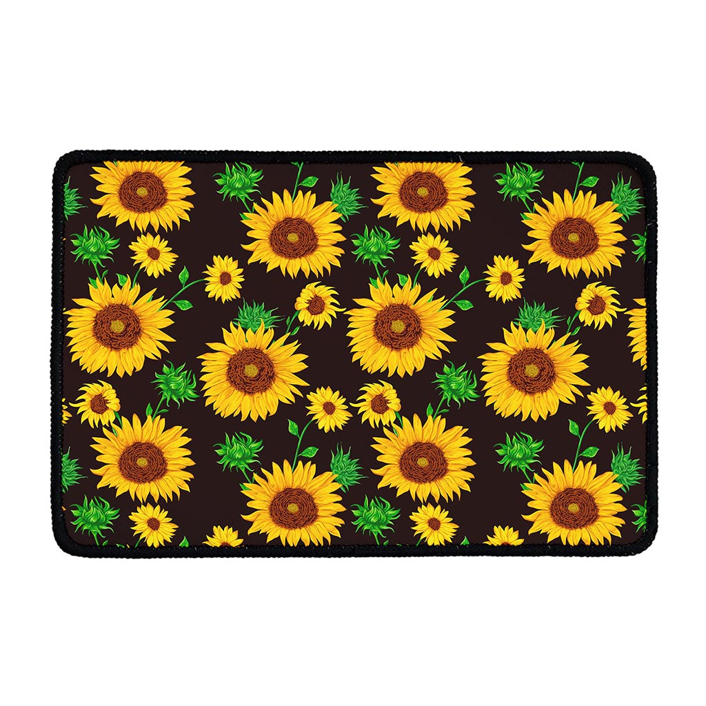 Brown Sunflower Pattern Print Kitchen Mat