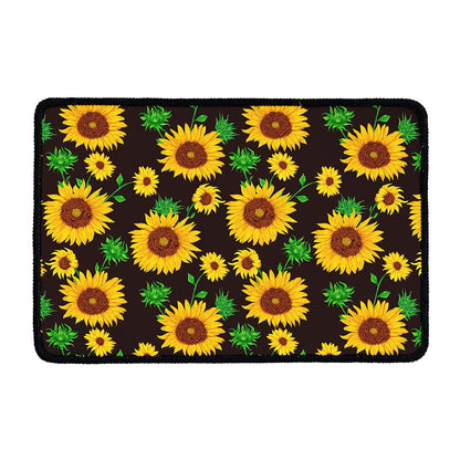 Brown Sunflower Pattern Print Kitchen Mat