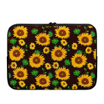 Brown Sunflower Pattern Print Laptop Sleeve