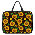 Brown Sunflower Pattern Print Laptop Sleeve With Handle