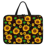 Brown Sunflower Pattern Print Laptop Sleeve With Handle