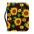 Brown Sunflower Pattern Print Leather Bible Cover