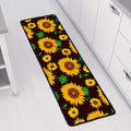 Brown Sunflower Pattern Print Long Kitchen Mat