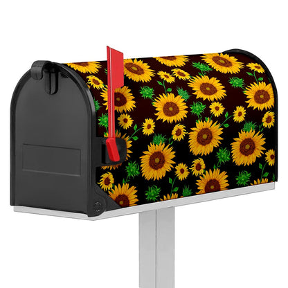 Brown Sunflower Pattern Print Mailbox Cover