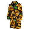 Brown Sunflower Pattern Print Men's Bathrobe