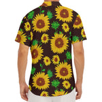 Brown Sunflower Pattern Print Men's Deep V-Neck Shirt
