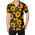 Brown Sunflower Pattern Print Men's Shirt