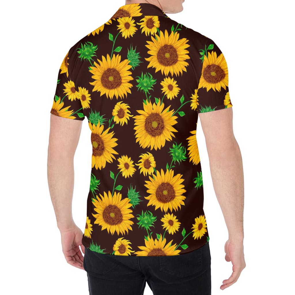 Brown Sunflower Pattern Print Men's Shirt
