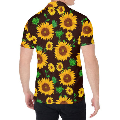 Brown Sunflower Pattern Print Men's Shirt
