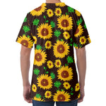 Brown Sunflower Pattern Print Men's Velvet T-Shirt