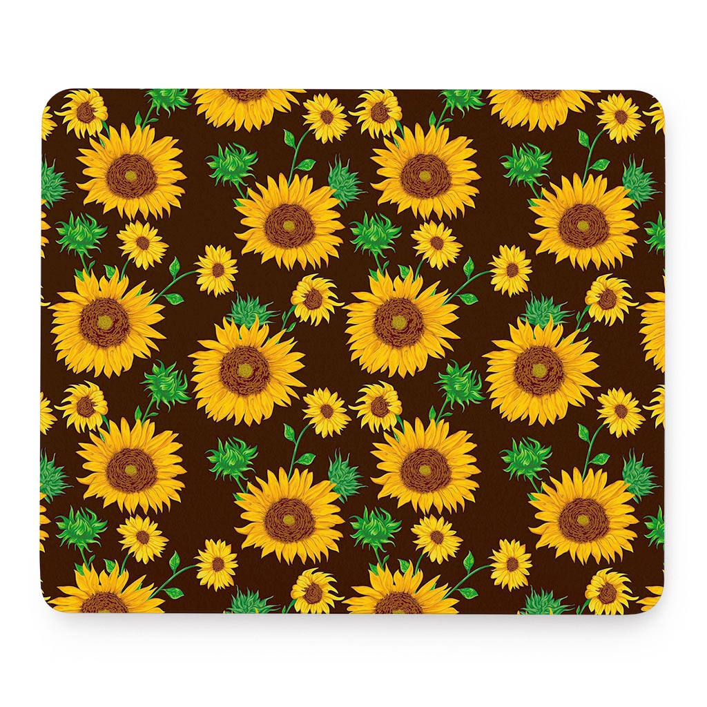 Brown Sunflower Pattern Print Mouse Pad