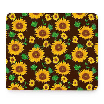 Brown Sunflower Pattern Print Mouse Pad