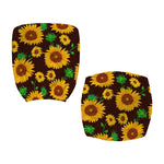 Brown Sunflower Pattern Print Office Chair Cover