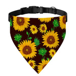 Brown Sunflower Pattern Print Over The Collar Dog Bandana