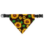 Brown Sunflower Pattern Print Over The Collar Dog Bandana