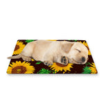 Brown Sunflower Pattern Print Pet Cooling Mat Cover