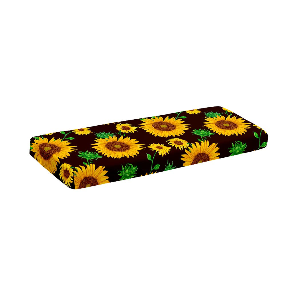 Brown Sunflower Pattern Print Piano Keyboard Cover