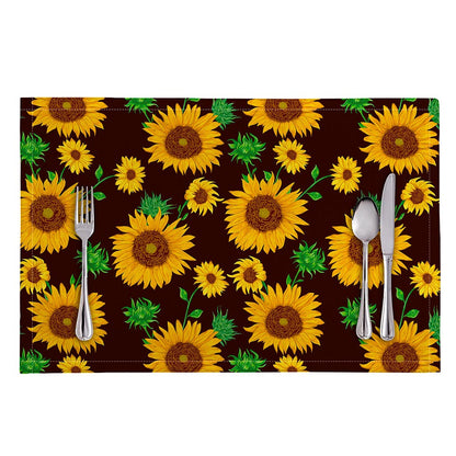 Brown Sunflower Pattern Print Placemat