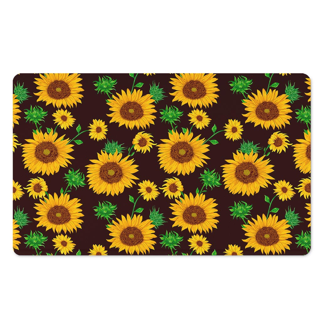Brown Sunflower Pattern Print Polyester Doormat