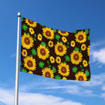 Brown Sunflower Pattern Print Polyester Flag